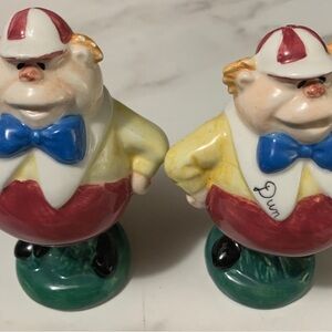 Disney Tweedle Dee & Dum Salt Shakers - Red and Green